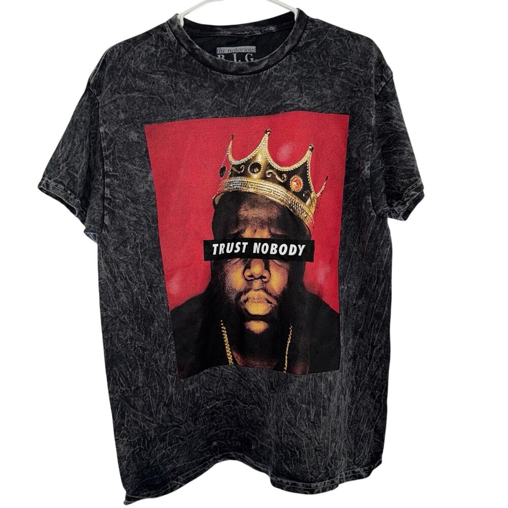 The Notorious B.I.G. Trust No One Black Acid Wash Tee Size Large New without Tag